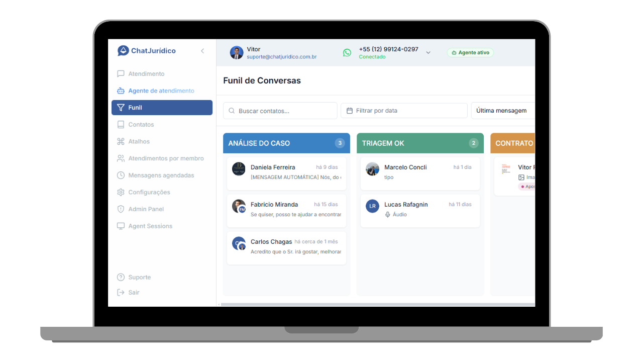 Plataforma Chat Jurídico - Funil de Conversas